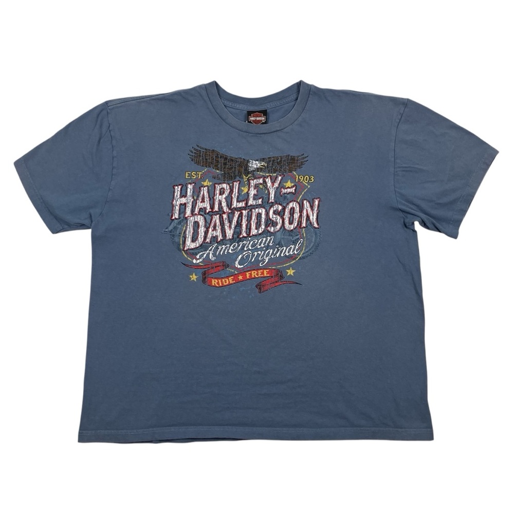 Harley Davidson Rochester NH Faded Blue T Shirt 2013 Eagle USA Made